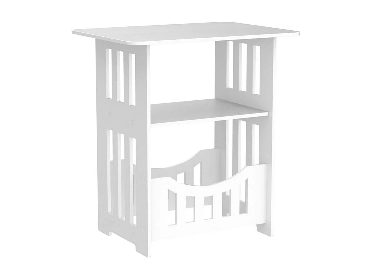 Table de Chevet à 3 Niveaux,Bout de Canapé Table Café,Table d'Appoint - 46x50x30cm - Blanc