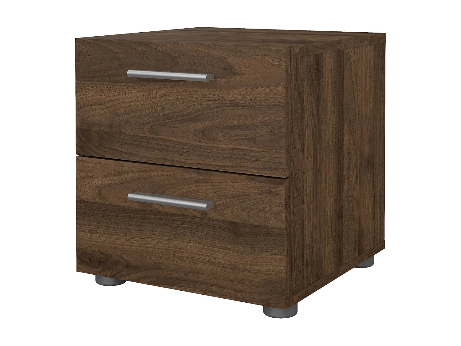 Chevet Drossett, Commode basse, Table de nuit, Étagère de chevet, 40x40 h42 cm, Noyer