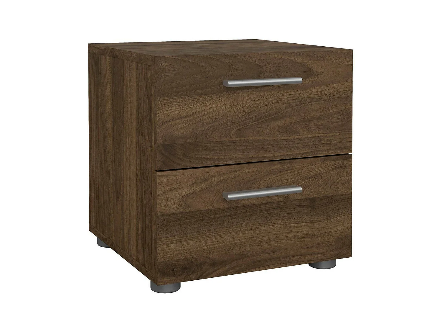 Chevet Drossett, Commode basse, Table de nuit, Étagère de chevet, 40x40 h42 cm, Noyer