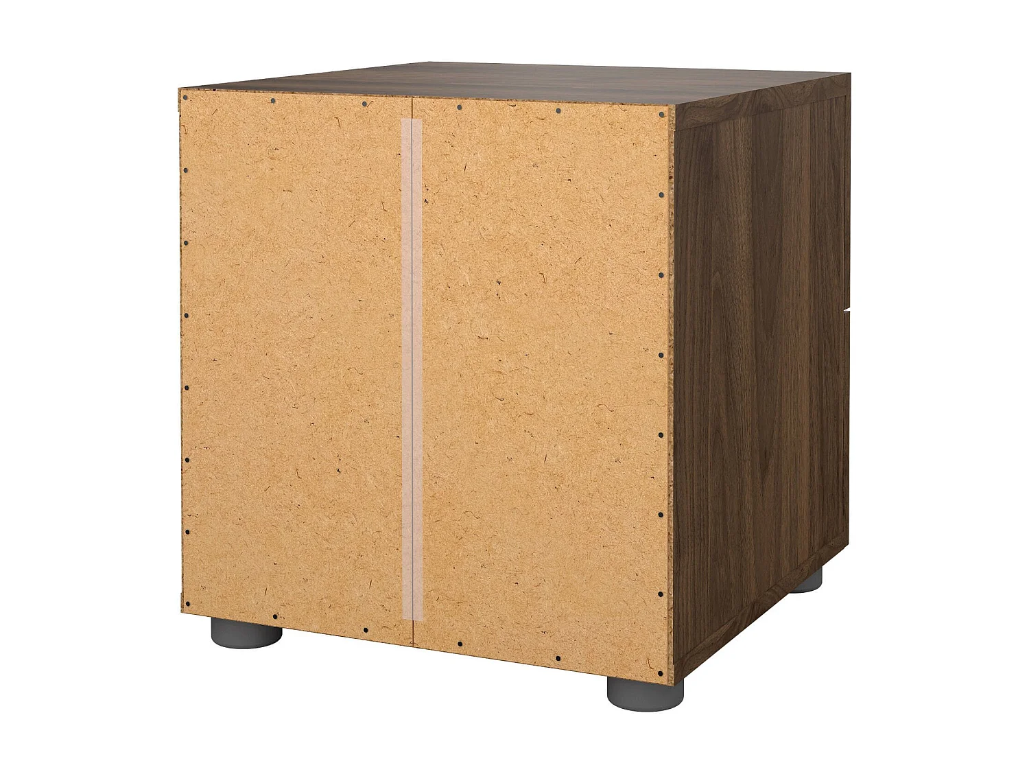 Chevet Drossett, Commode basse, Table de nuit, Étagère de chevet, 40x40 h42 cm, Noyer