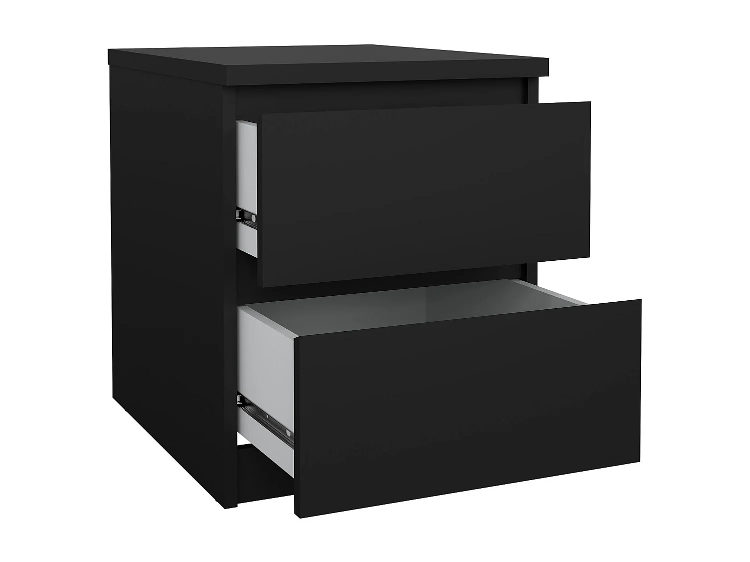 Chevet Drueg, Commode basse, Table de nuit, Étagère de chevet, 50x40 h50 cm, Noir