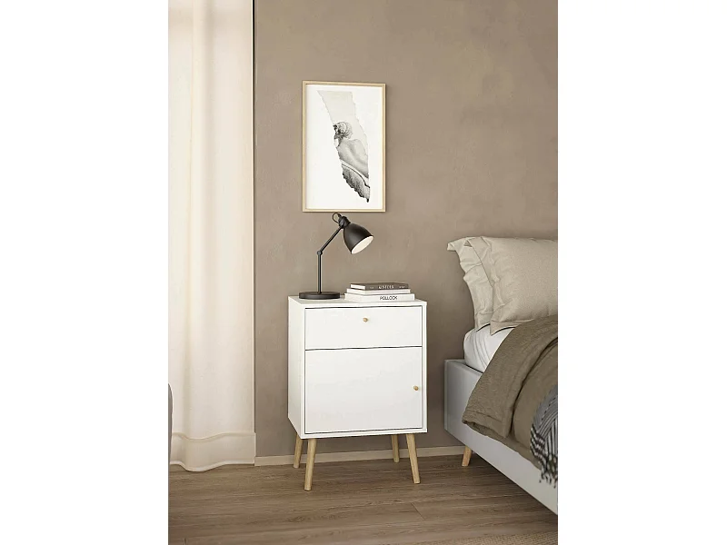 Dmora - Comodino Antenati, 50x39 h72 cm, Bianco