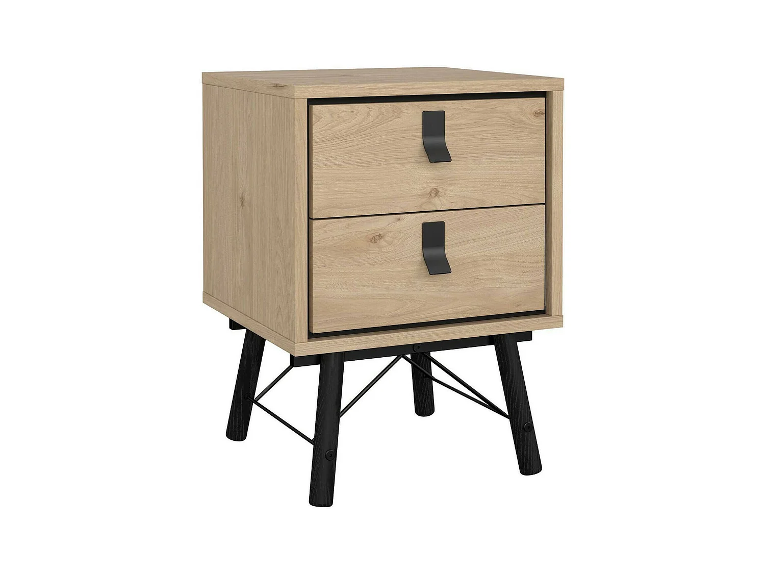Chevet Drovell, Commode basse, Table de nuit, Étagère de chevet, 43x40 h60 cm, Chêne clair