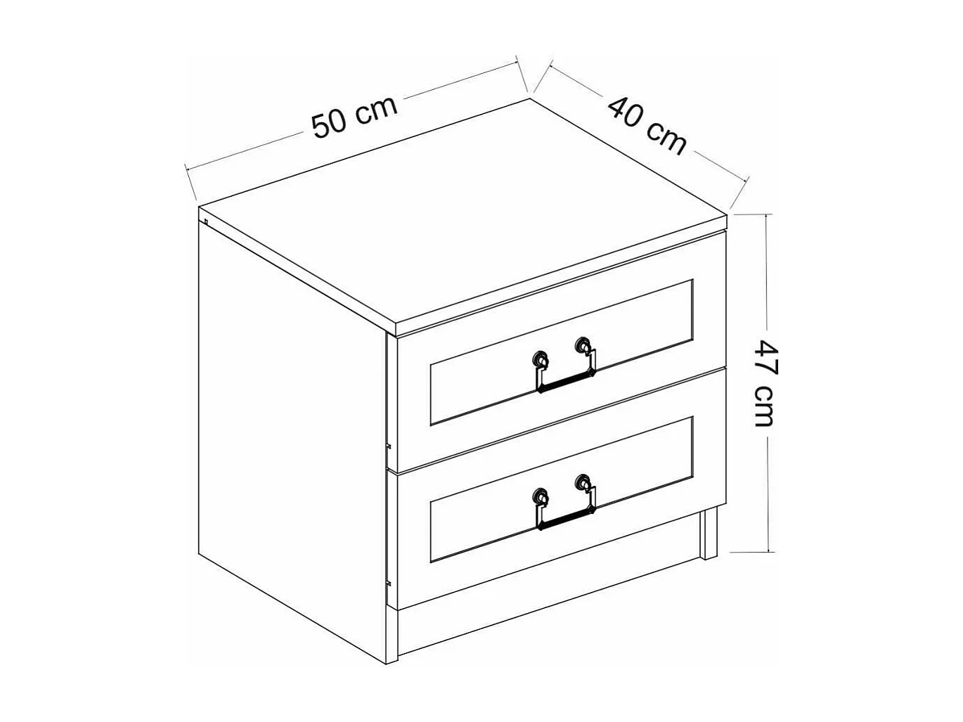 Mesa de cabeceira Dholdene, Cómoda baixa, Mesa de cabeceira, Prateleira de cama, 54x47 h40 cm, Branco