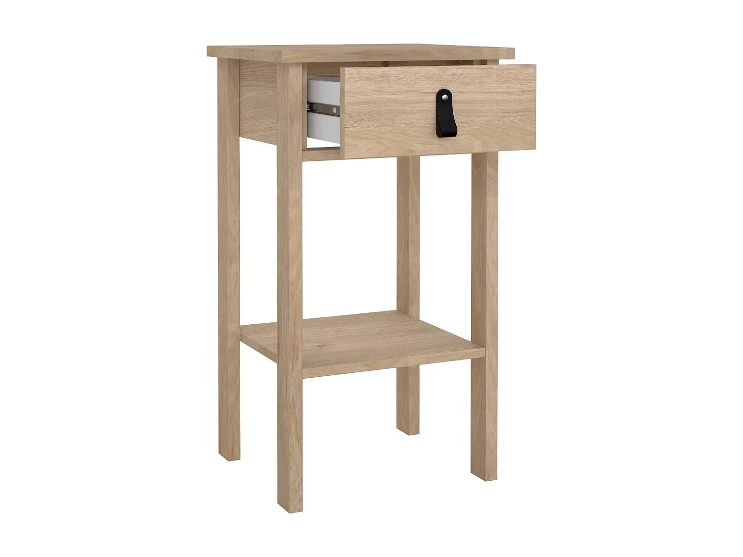 Chevet Dsabir, Commode basse, Table de nuit, Étagère de chevet, 40x34 h70 cm, Chêne clair