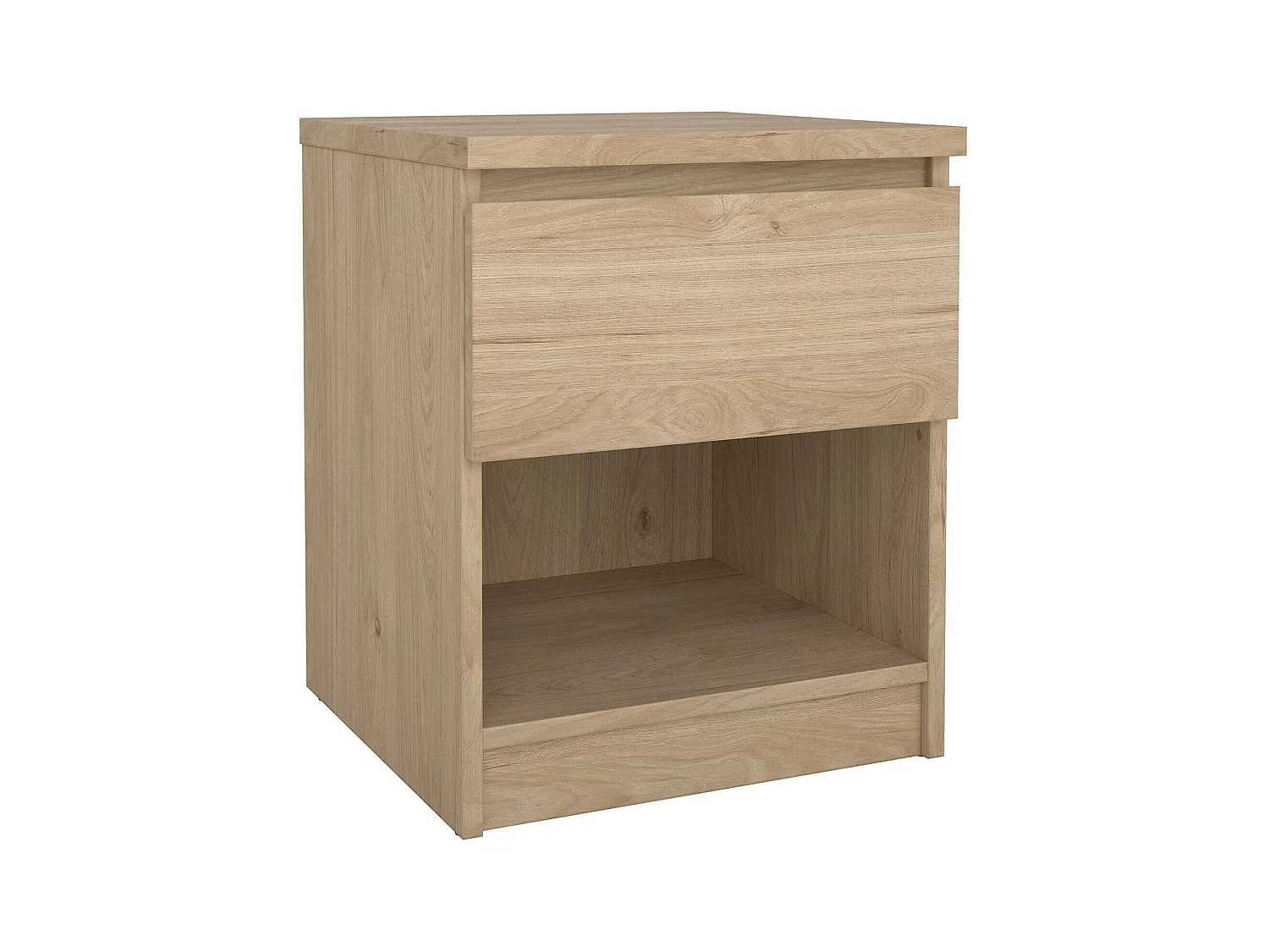Chevet Dross, Commode basse, Table de nuit, Étagère de chevet, 40x40 h50 cm, Chêne clair