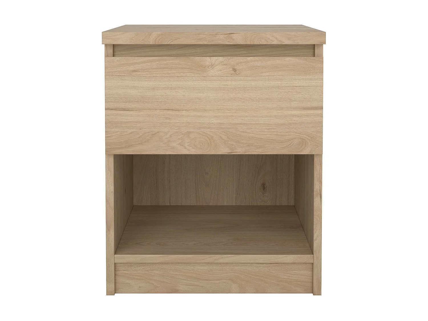 Chevet Dross, Commode basse, Table de nuit, Étagère de chevet, 40x40 h50 cm, Chêne clair