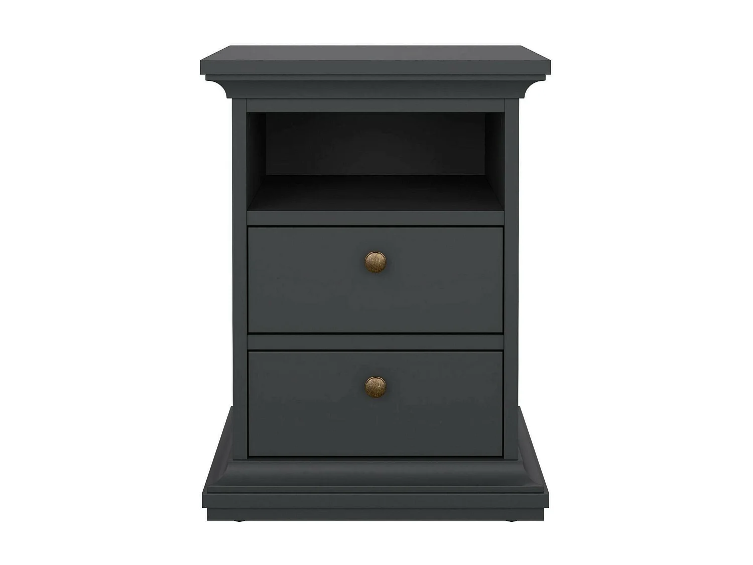 Chevet Drossin, Commode basse, Table de nuit, Étagère de chevet, 44x40 h59 cm, Gris