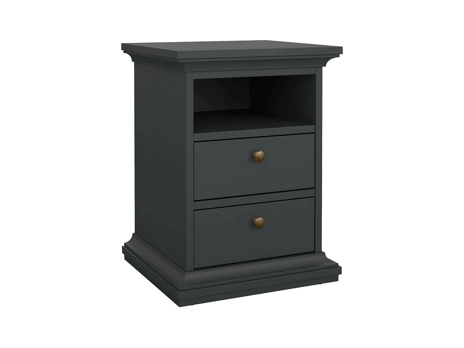 Chevet Drossin, Commode basse, Table de nuit, Étagère de chevet, 44x40 h59 cm, Gris