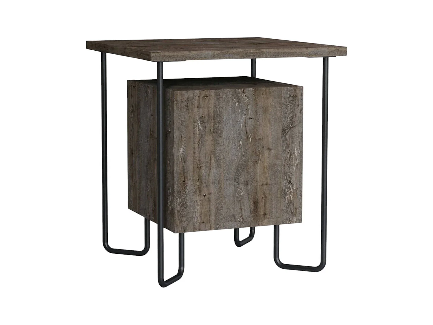 Chevet Dmenichin, Commode basse, Table de nuit, Étagère de chevet, 40x40 h45 cm, Marron