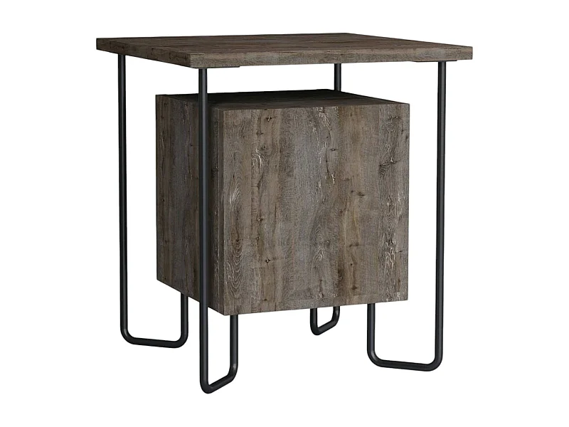 Chevet Dmenichin, Commode basse, Table de nuit, Étagère de chevet, 40x40 h45 cm, Marron