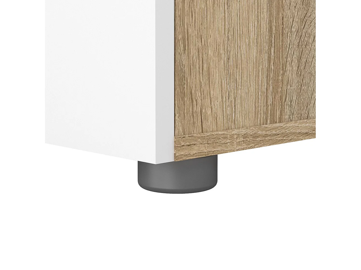 Chevet Drossett, Commode basse, Table de nuit, Étagère de chevet, 40x40 h42 cm, Chêne et Blanc