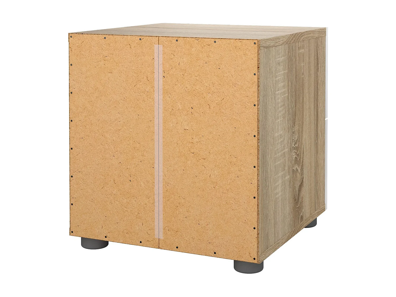 Drossett nachtkastje, Lage ladekast, Nachtkastje, Bedplank, 40x40 h42 cm, Eiken en Wit