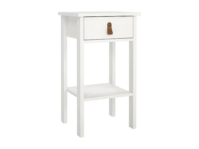 Chevet Dsabir, Commode basse, Table de nuit, Étagère de chevet, 40x34 h70 cm, Blanc