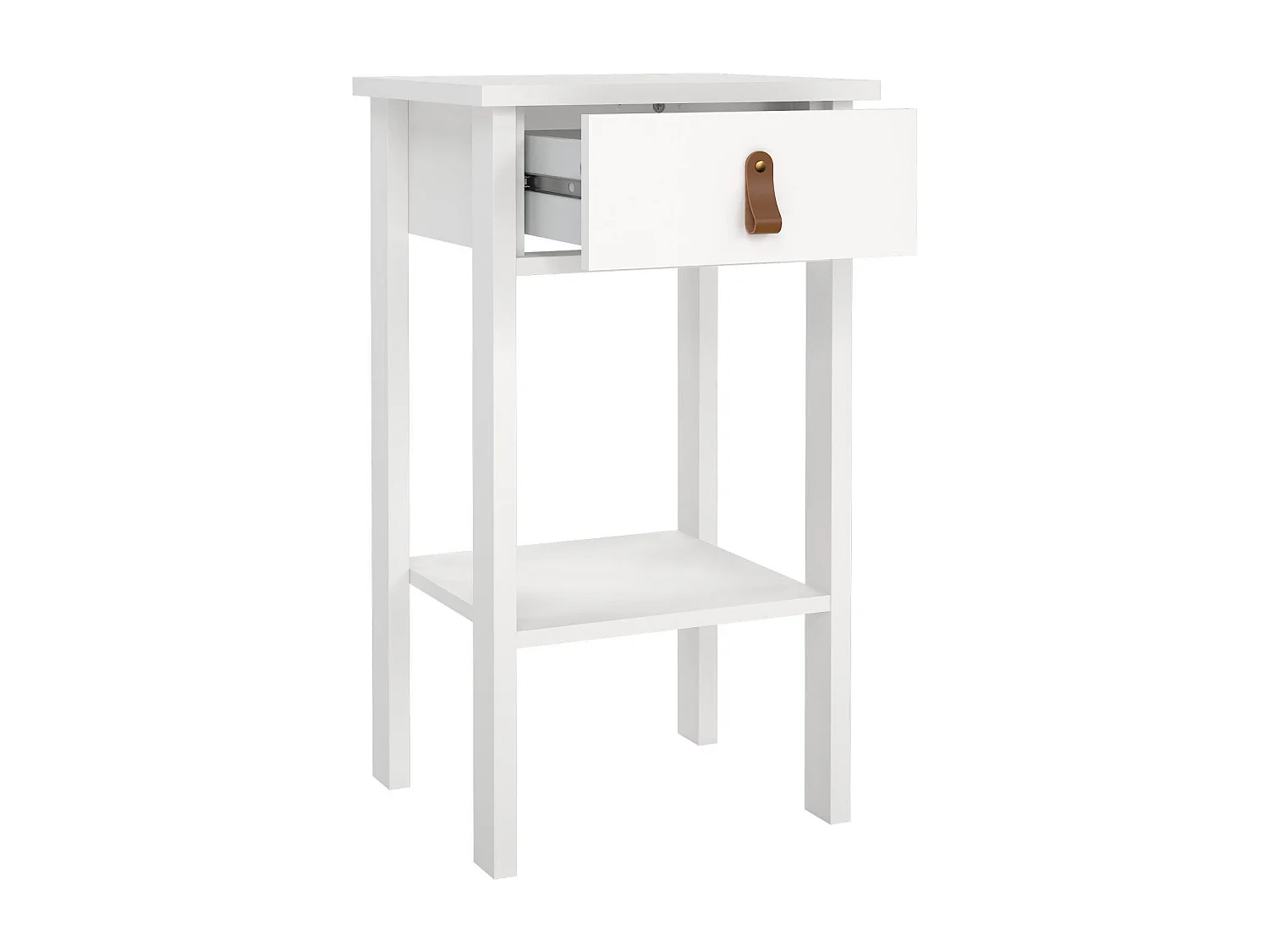 Chevet Dsabir, Commode basse, Table de nuit, Étagère de chevet, 40x34 h70 cm, Blanc