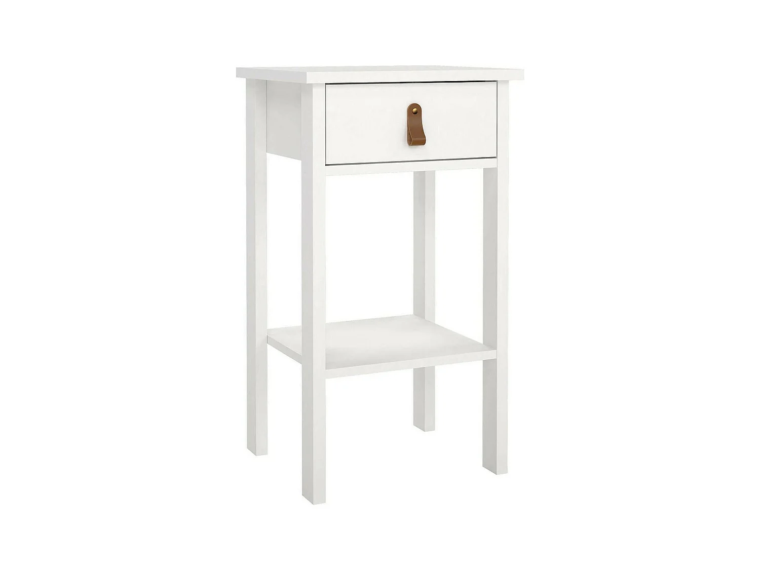 Chevet Dsabir, Commode basse, Table de nuit, Étagère de chevet, 40x34 h70 cm, Blanc