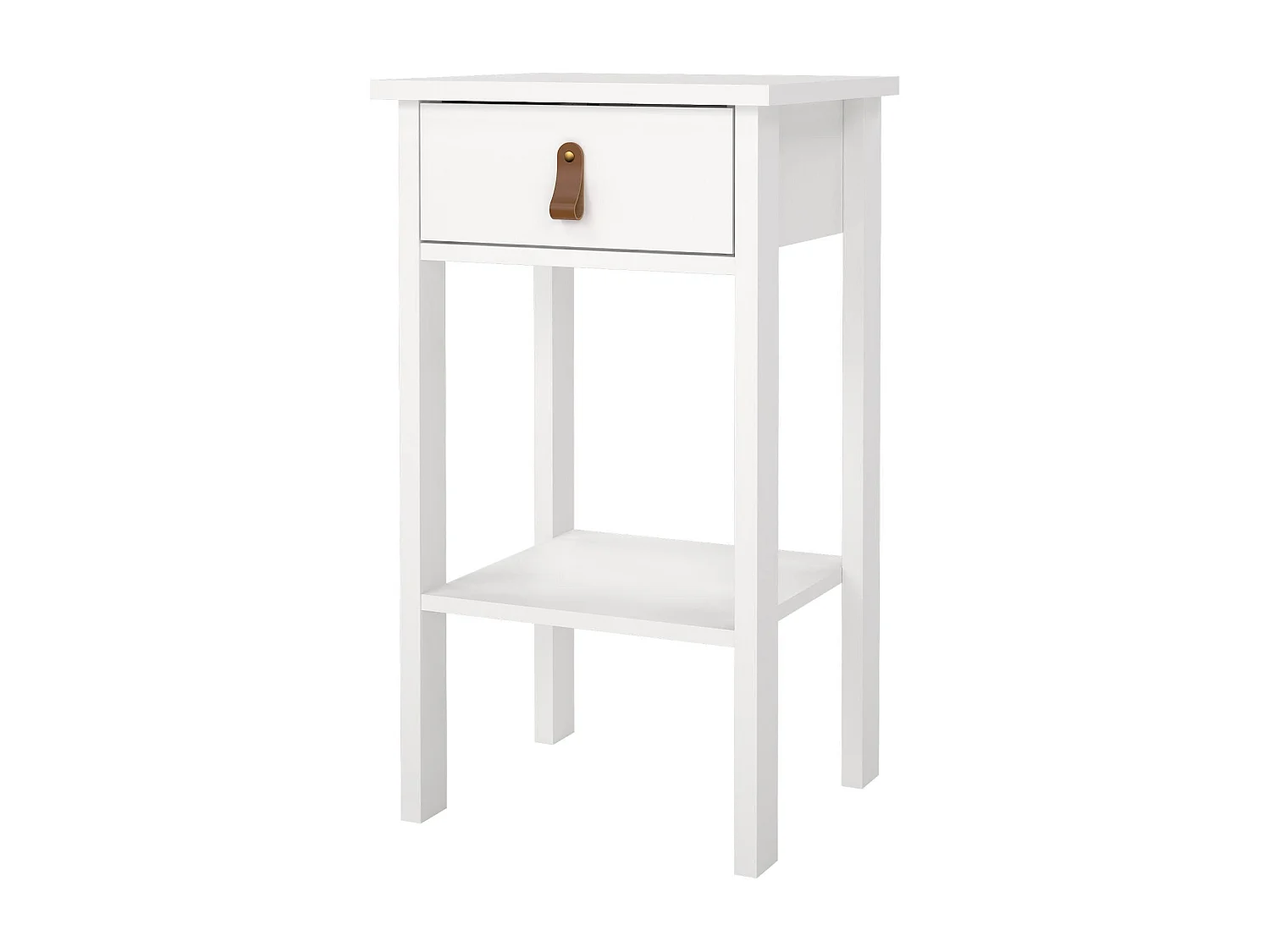 Mesa de noche Dsabir, Cómoda baja, Mesilla de noche, Estante de la cama, 40x34 h70 cm, Blanco