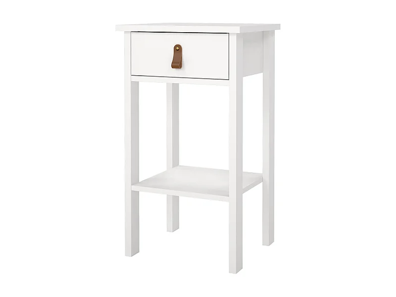 Mesa de noche Dsabir, Cómoda baja, Mesilla de noche, Estante de la cama, 40x34 h70 cm, Blanco