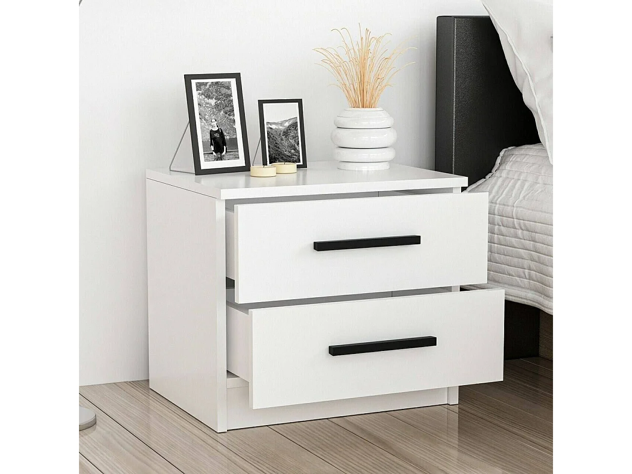 Nachttisch Dbauman, Niedrige Kommode, Tisch, Multifunktionaler Nachttisch, 50x47 h40 cm, Nussbaum