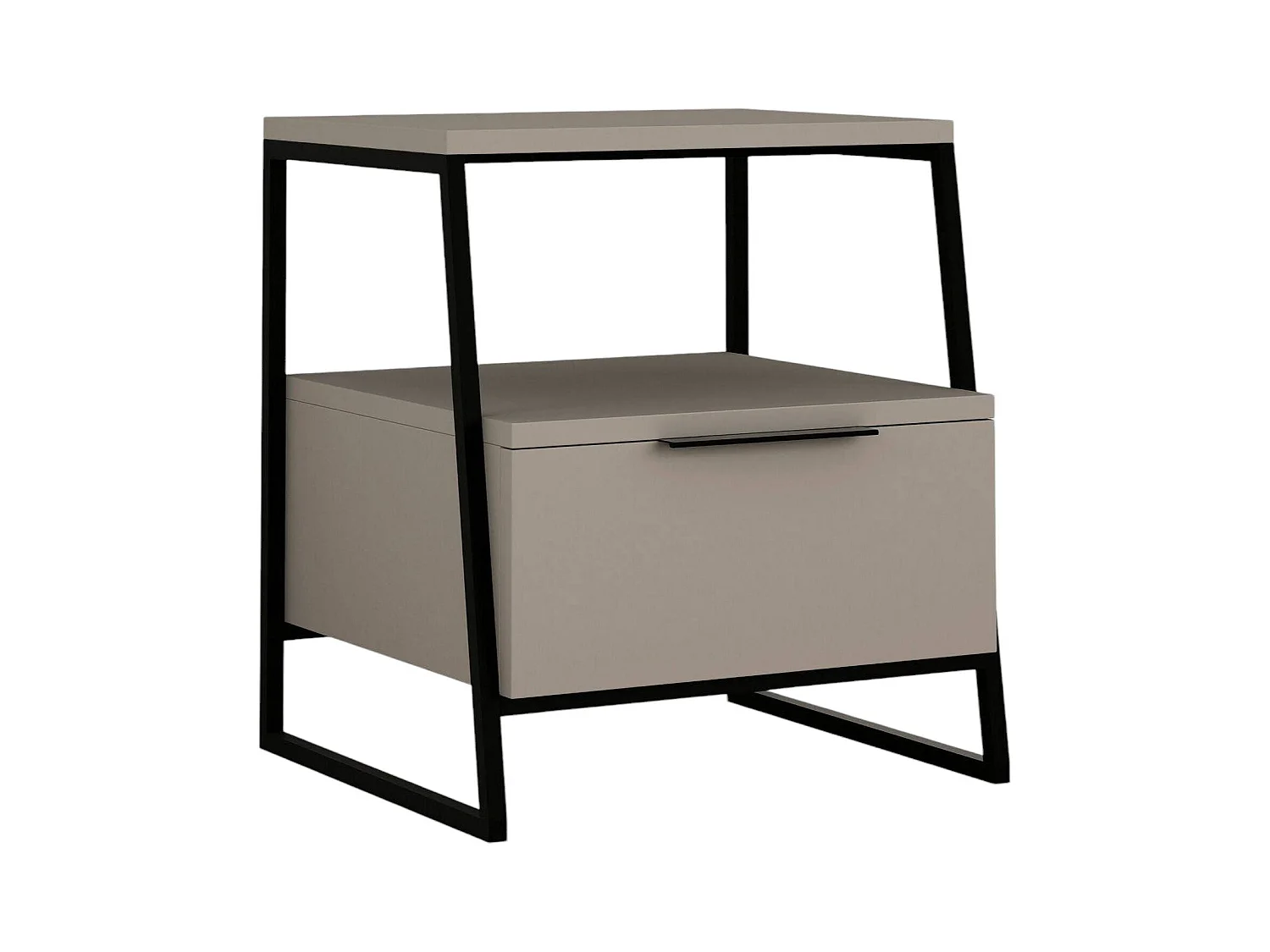Chevet Dditacchi, Commode basse, Table de nuit, Étagère de chevet, 45x41 h50 cm, Beige et Noir