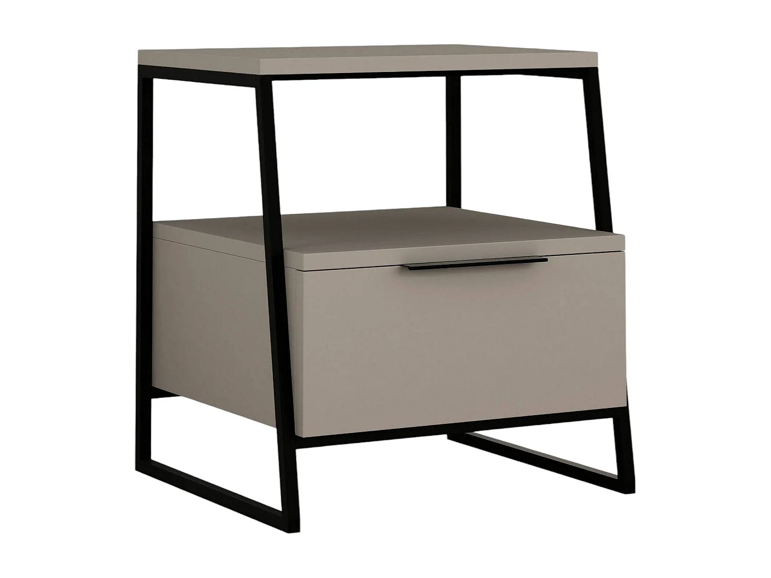 Chevet Dditacchi, Commode basse, Table de nuit, Étagère de chevet, 45x41 h50 cm, Beige et Noir