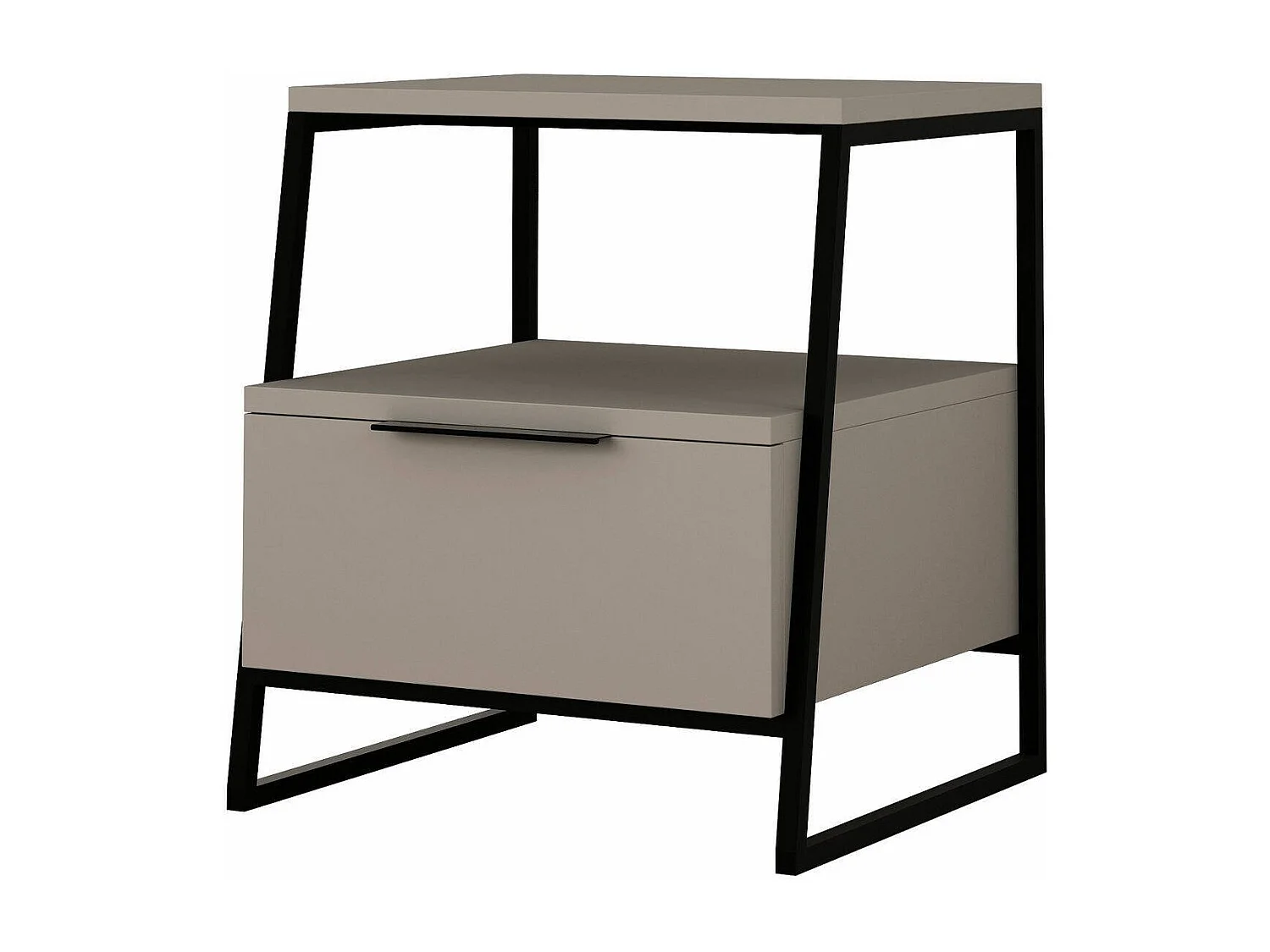 Chevet Dditacchi, Commode basse, Table de nuit, Étagère de chevet, 45x41 h50 cm, Beige et Noir