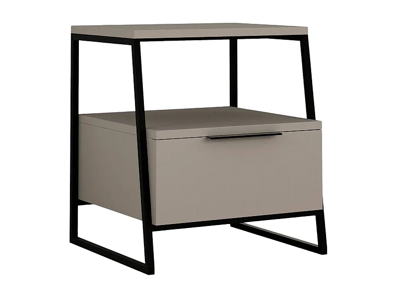 Dditacchi nachtkastje, Laag dressoir, Nachtkastje, Bedplank, 45x41 h50 cm, Beige en Zwart