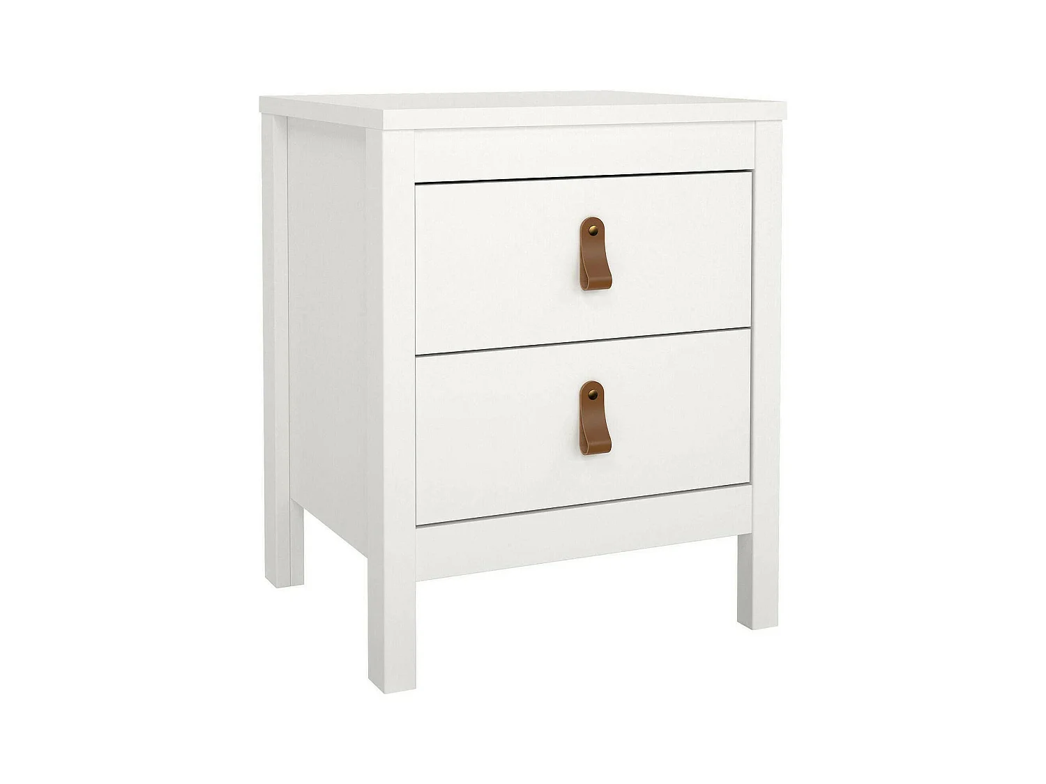 Chevet Drull, Commode basse, Table de nuit, Étagère de chevet, 44x38 h54 cm, Blanc