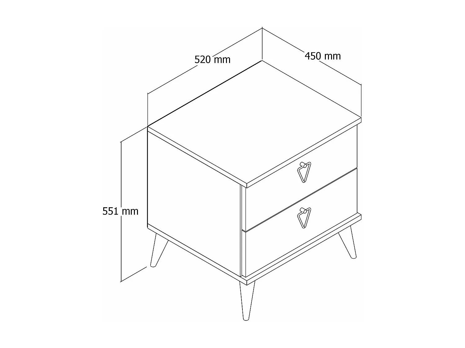 Dpraszeli nachtkastje, Laag dressoir, Nachtkastje, Bedplank, 52x45 h55 cm, Eiken en Wit