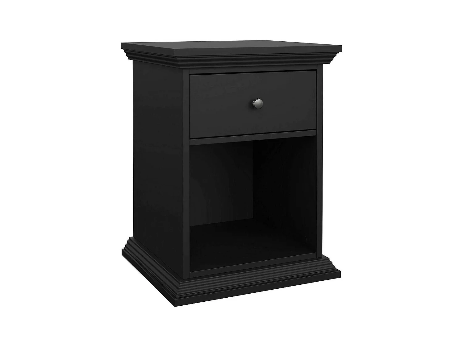 Chevet Dsaccan, Commode basse, Table de nuit, Étagère de chevet, 48x43 h63 cm, Noir