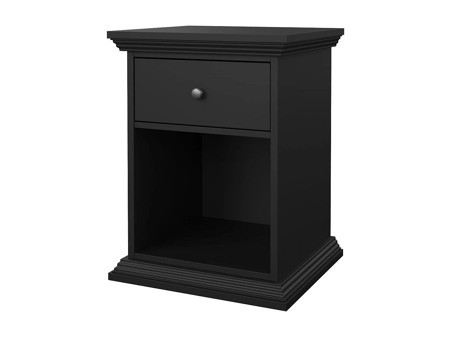 Chevet Dsaccan, Commode basse, Table de nuit, Étagère de chevet, 48x43 h63 cm, Noir