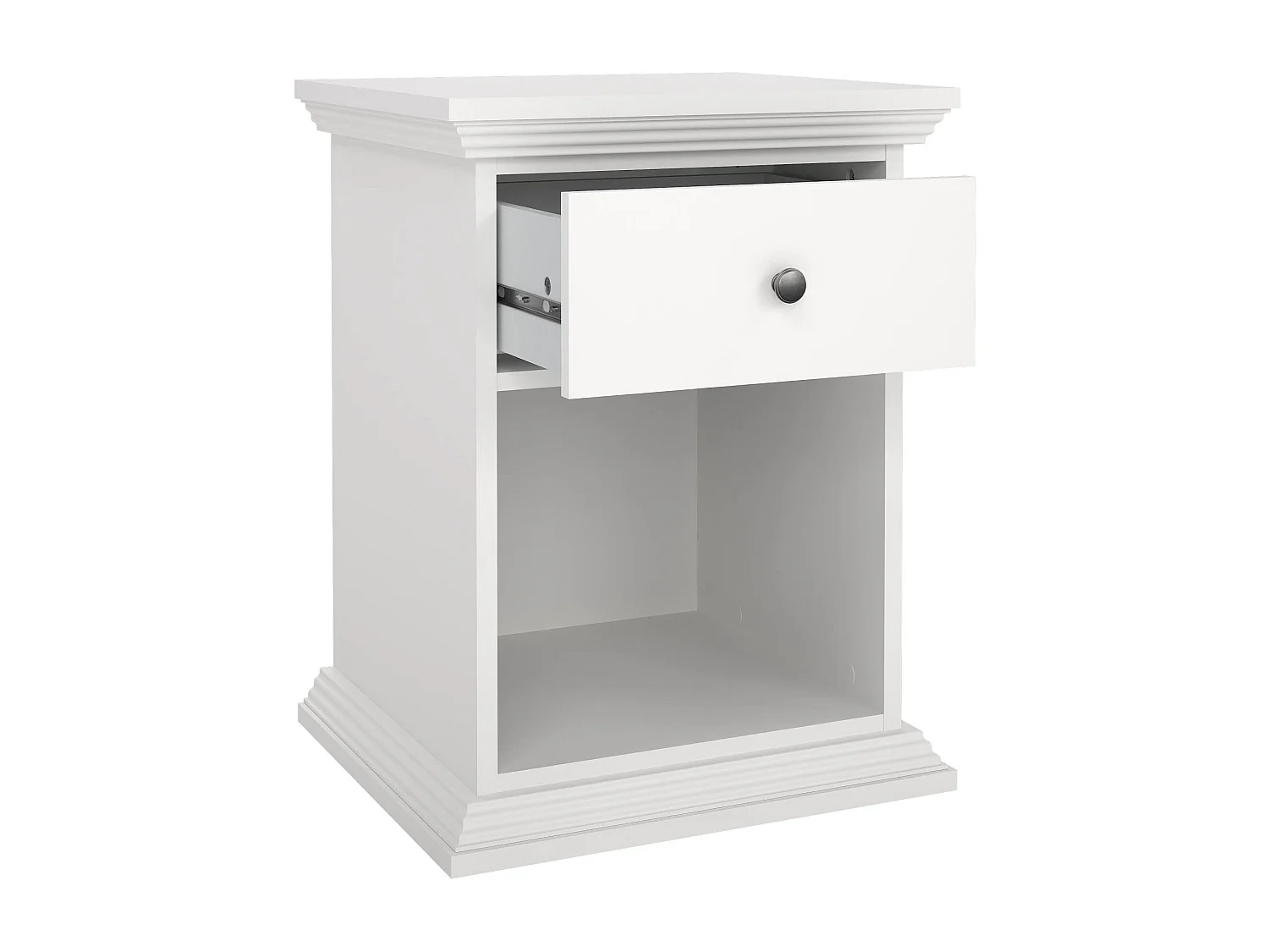 Chevet Dsaccan, Commode basse, Table de nuit, Étagère de chevet, 48x43 h63 cm, Blanc