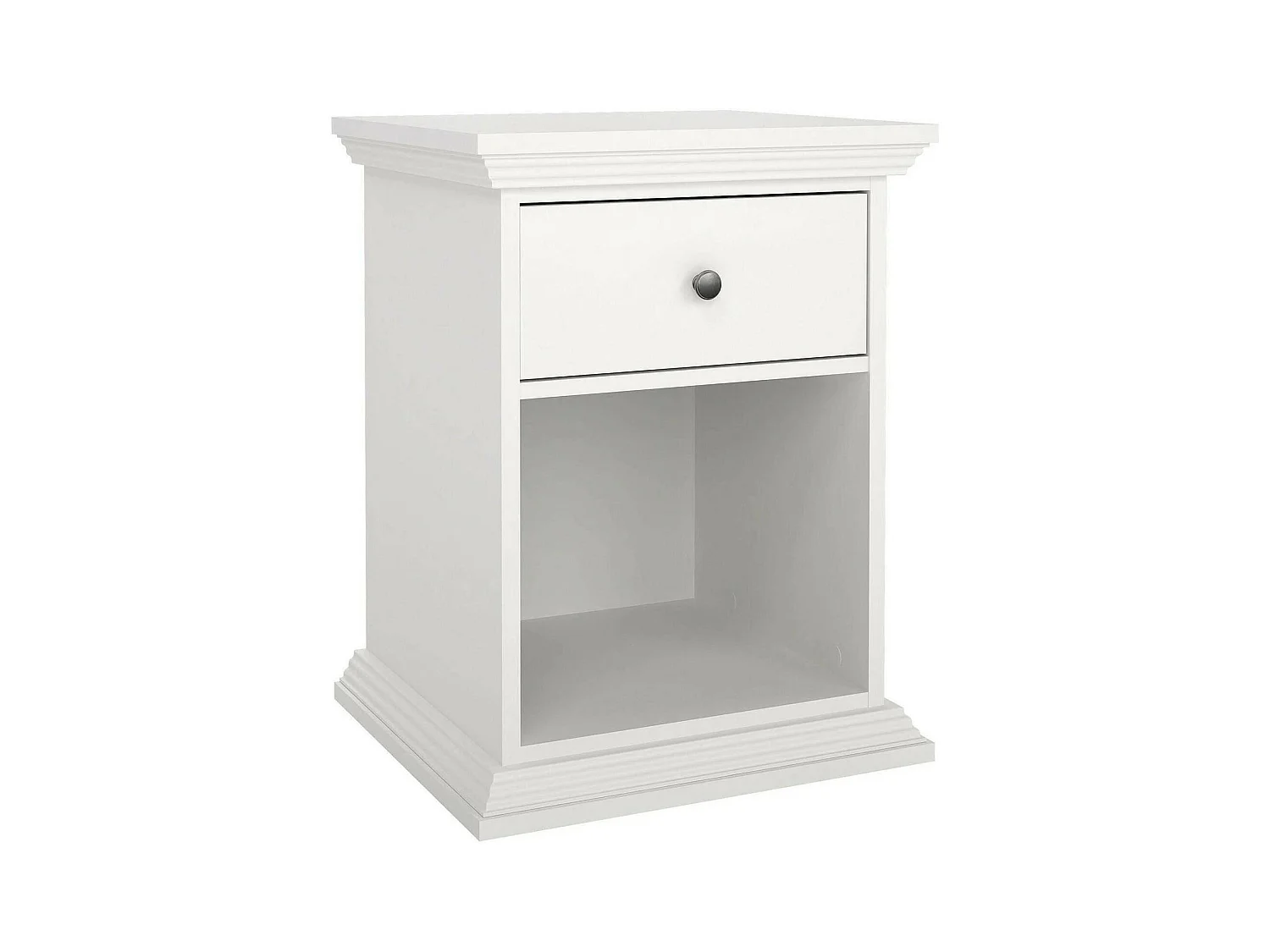 Chevet Dsaccan, Commode basse, Table de nuit, Étagère de chevet, 48x43 h63 cm, Blanc