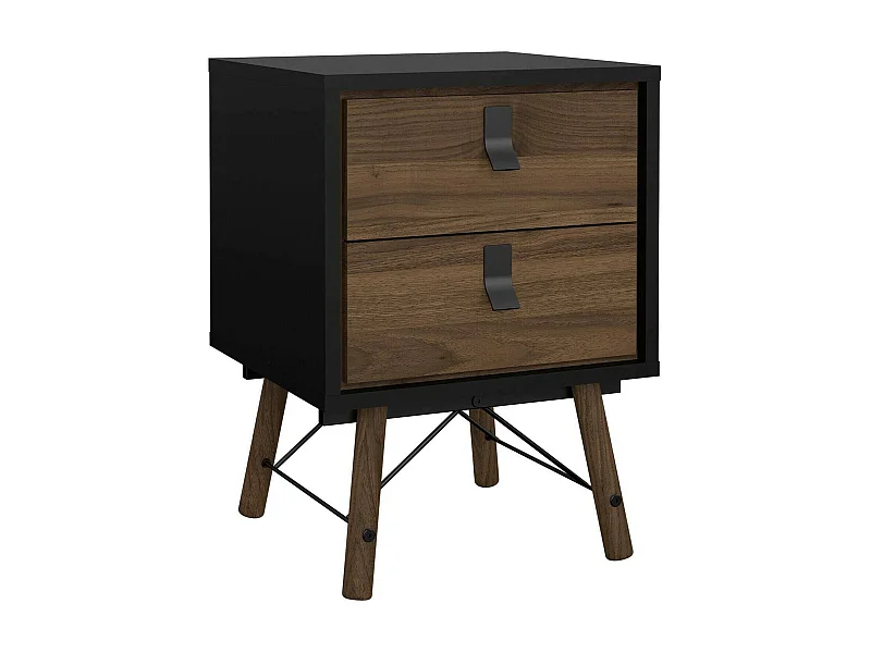 Dmora - Comodino Jean, 43x40 h60 cm, Nero e Noce