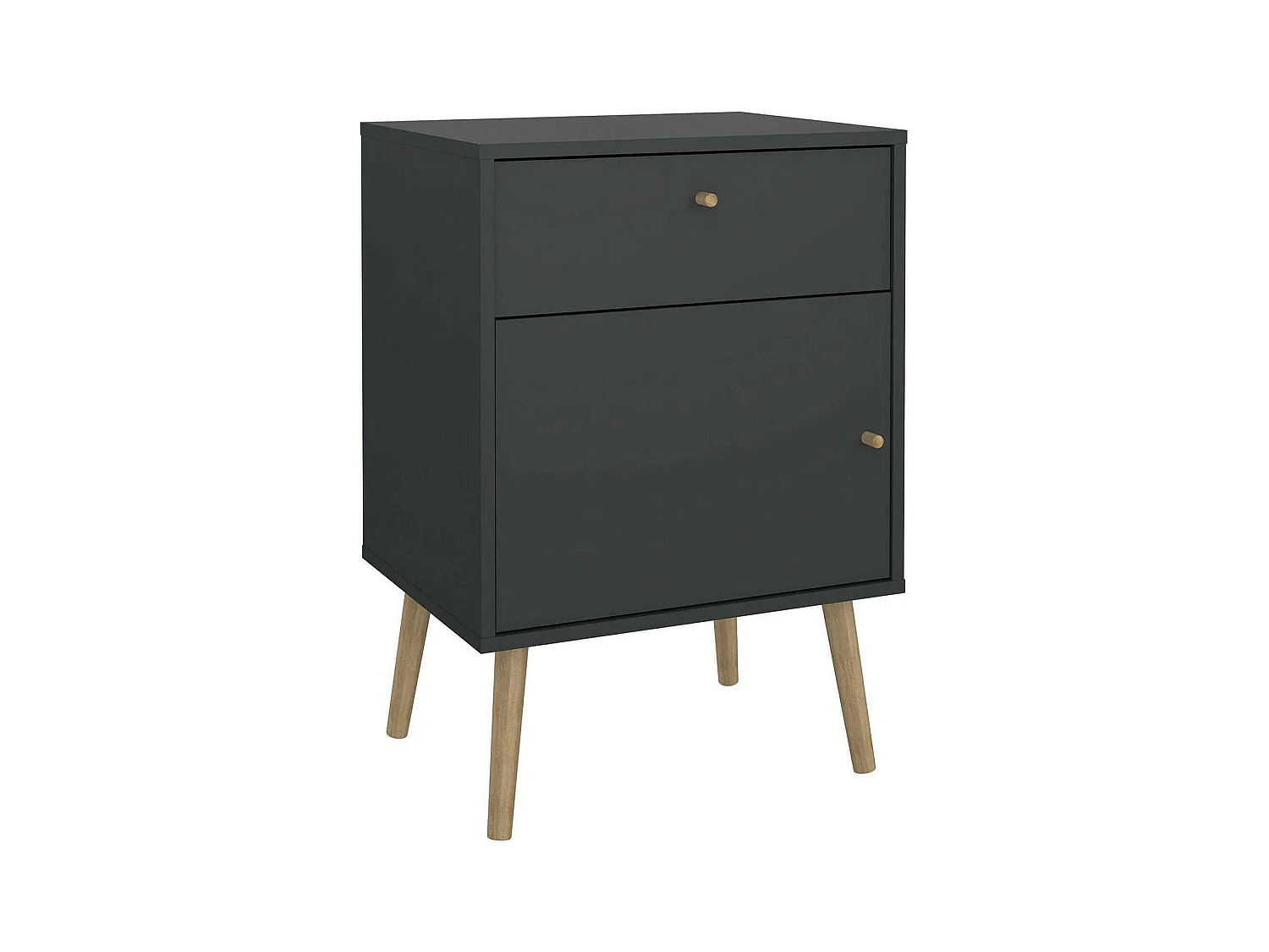 Chevet Dsal, Commode basse, Table de nuit, Étagère de chevet, 50x39 h72 cm, Gris