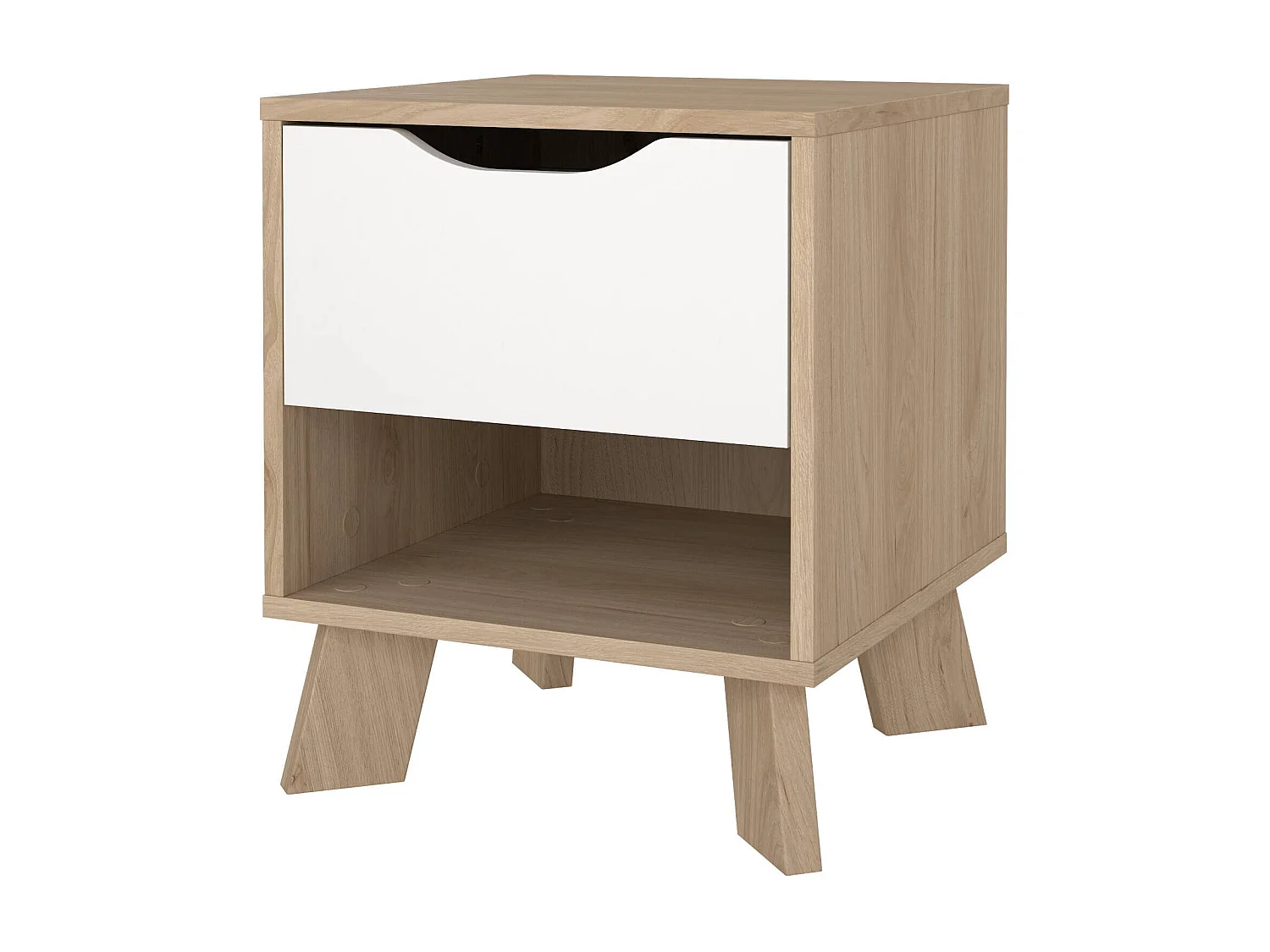 Nachttisch Drossitt, Niedrige Kommode, Tisch, Multifunktionaler Nachttisch, 40x40 h47 cm, Eiche und WeiÃŸ