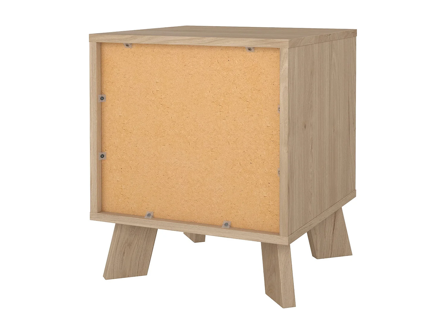 Chevet Drossitt, Commode basse, Table de nuit, Étagère de chevet, 40x40 h47 cm, Chêne clair et Blanc