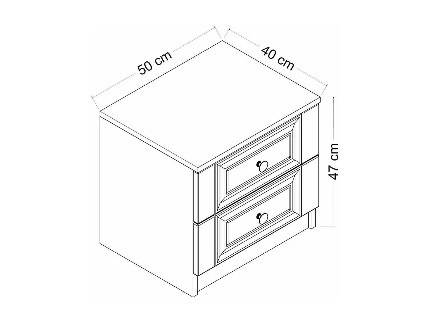 Chevet Dstuhe, Commode basse, Table de nuit, Étagère de chevet, 72x42 h77 cm, Blanc