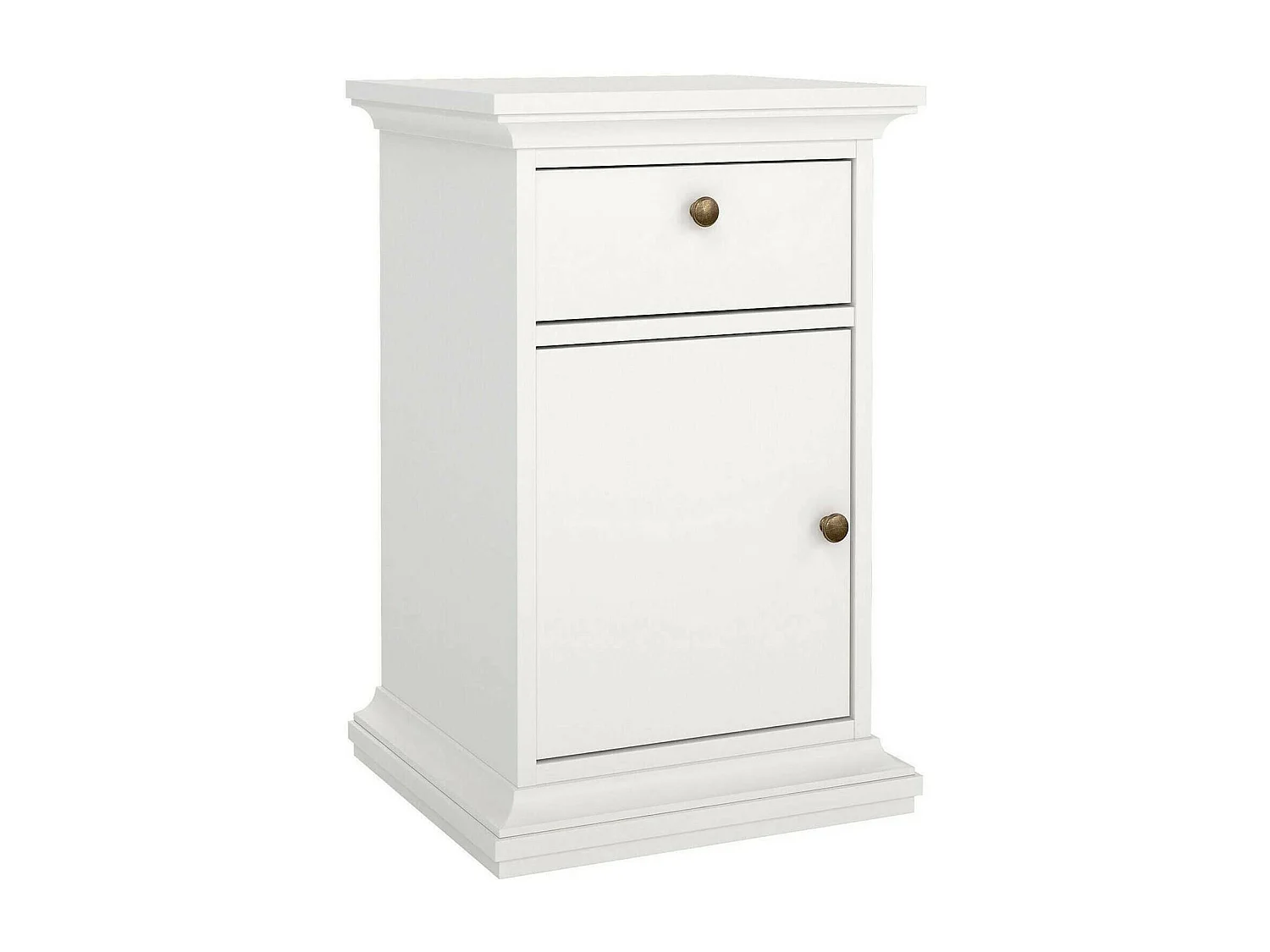 Mesa de cabeceira Drrahman, Cómoda baixa, Mesa de cabeceira, Prateleira de cama, 44x40 h70 cm, Branco
