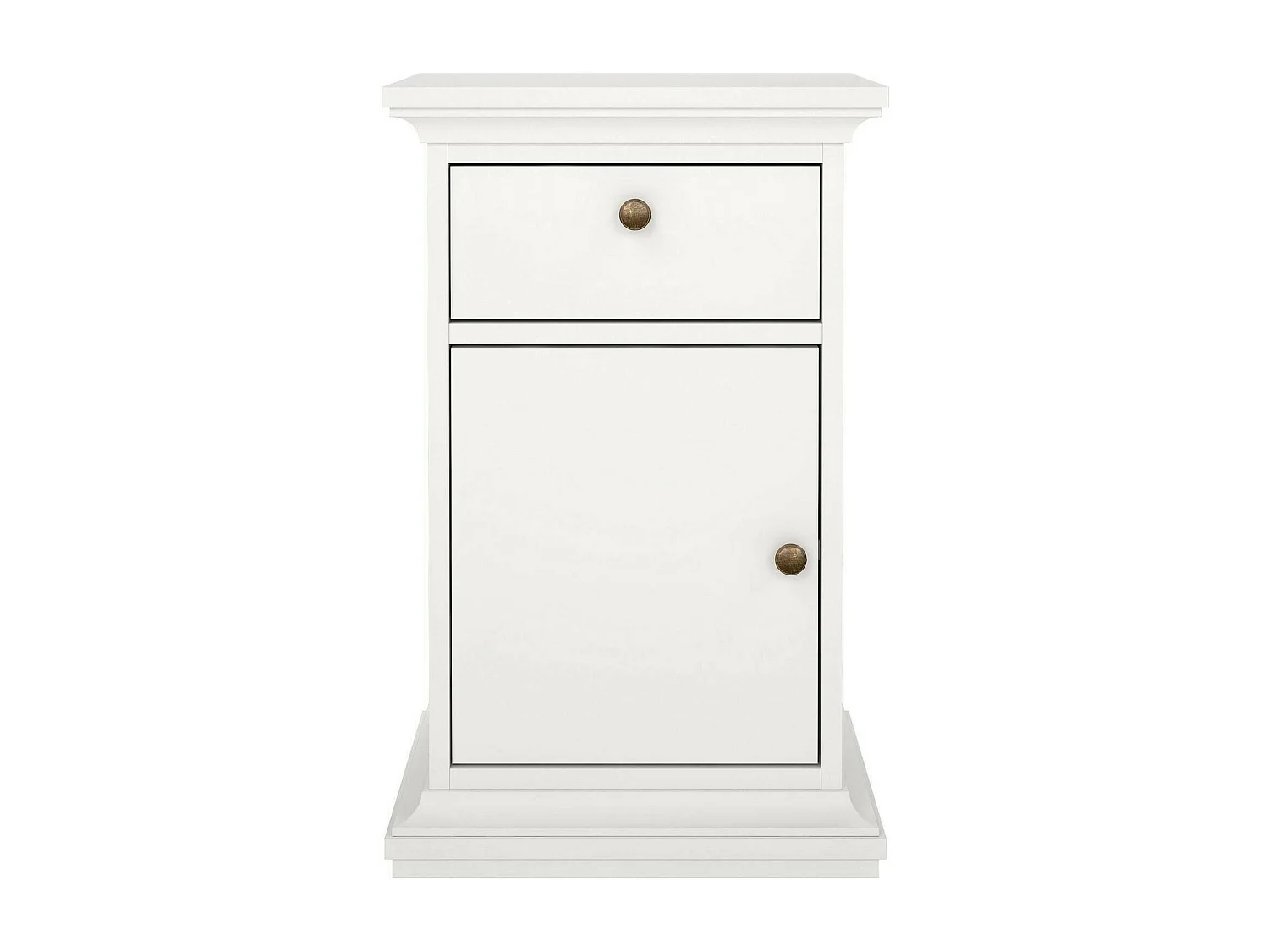 Chevet Drrahman, Commode basse, Table de nuit, Étagère de chevet, 44x40 h70 cm, Blanc