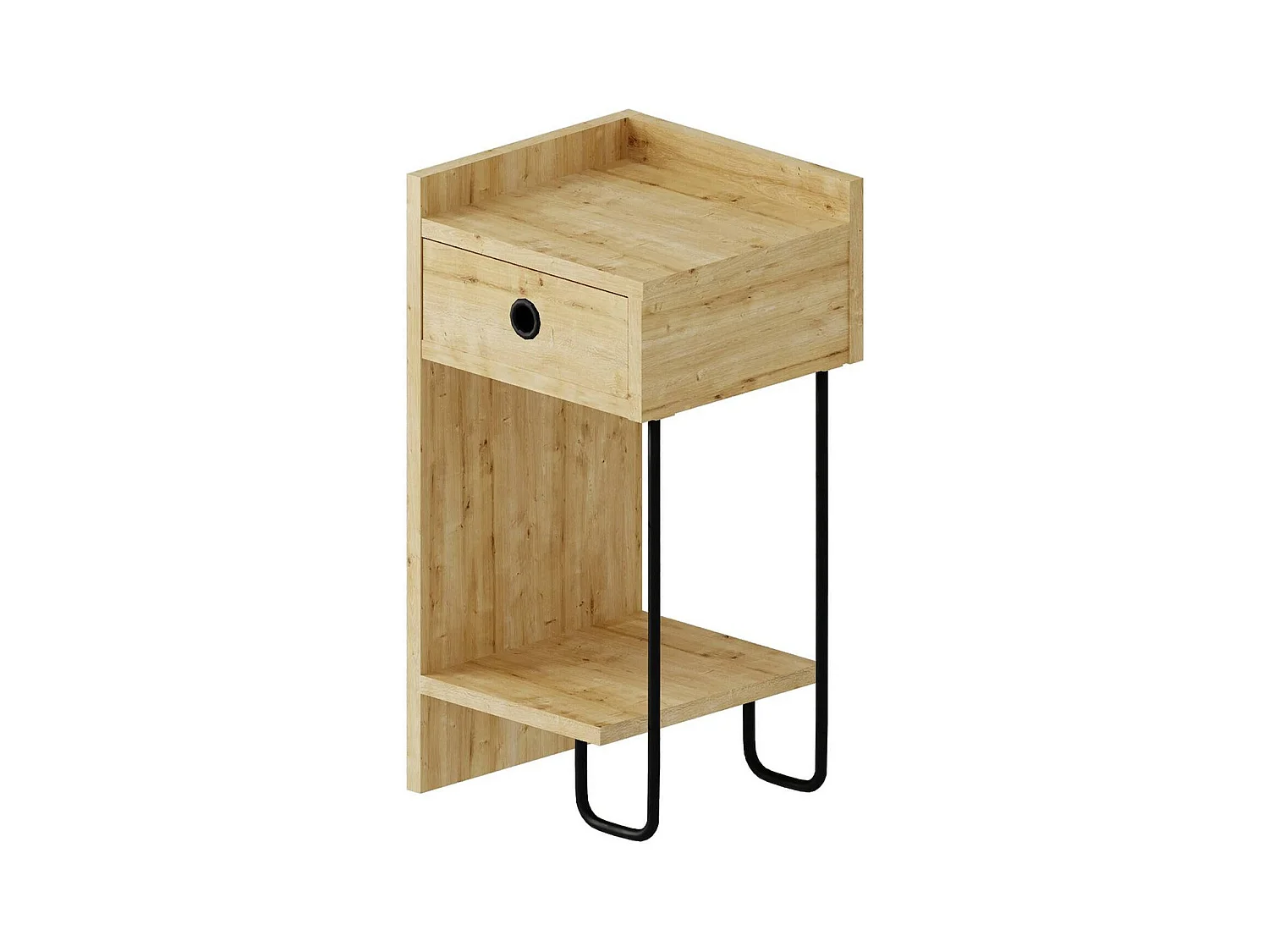 Chevet Dpodgorean, Commode basse, Table de nuit, Étagère de chevet, 32x30 h61 cm, Chêne