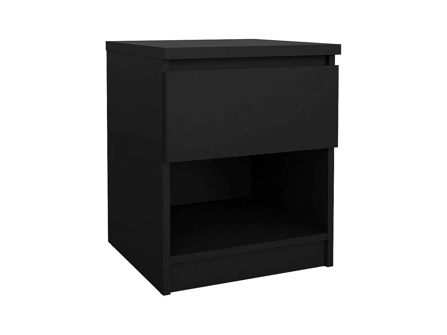 Chevet Dross, Commode basse, Table de nuit, Étagère de chevet, 40x40 h50 cm, Noir