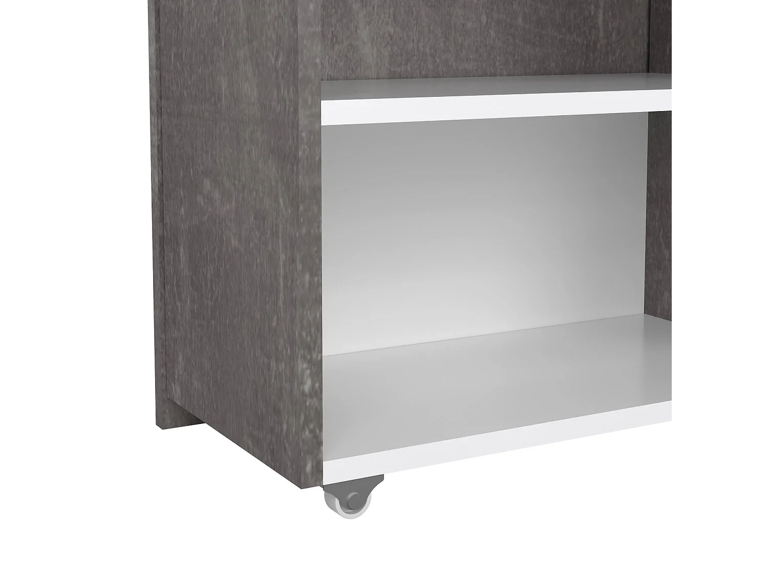 Drosi nachtkastje, Lage ladekast, Nachtkastje, Bedplank, 145x26 h80 cm, Cement en Wit