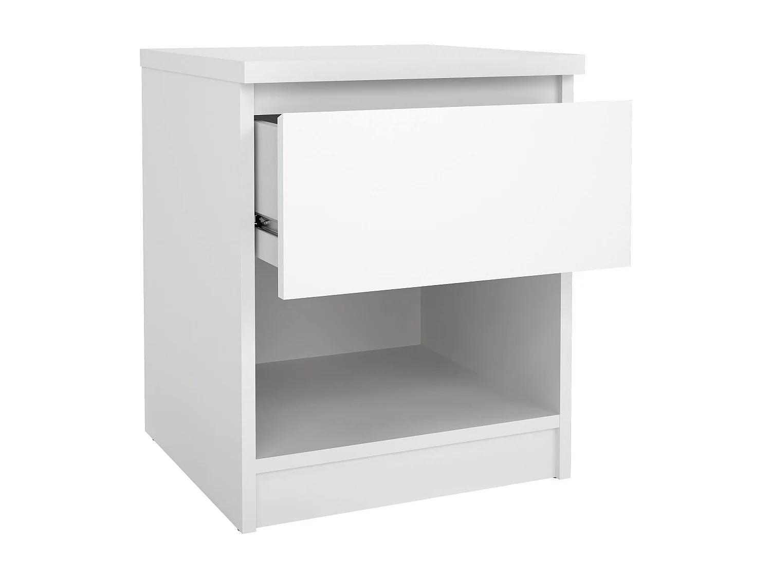 Chevet Dross, Commode basse, Table de nuit, Étagère de chevet, 40x40 h50 cm, Blanc