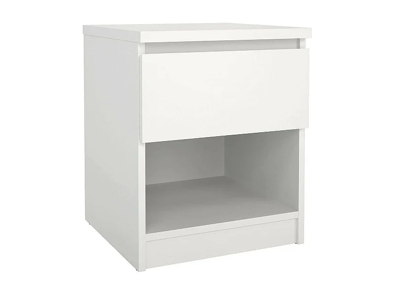Chevet Dross, Commode basse, Table de nuit, Étagère de chevet, 40x40 h50 cm, Blanc