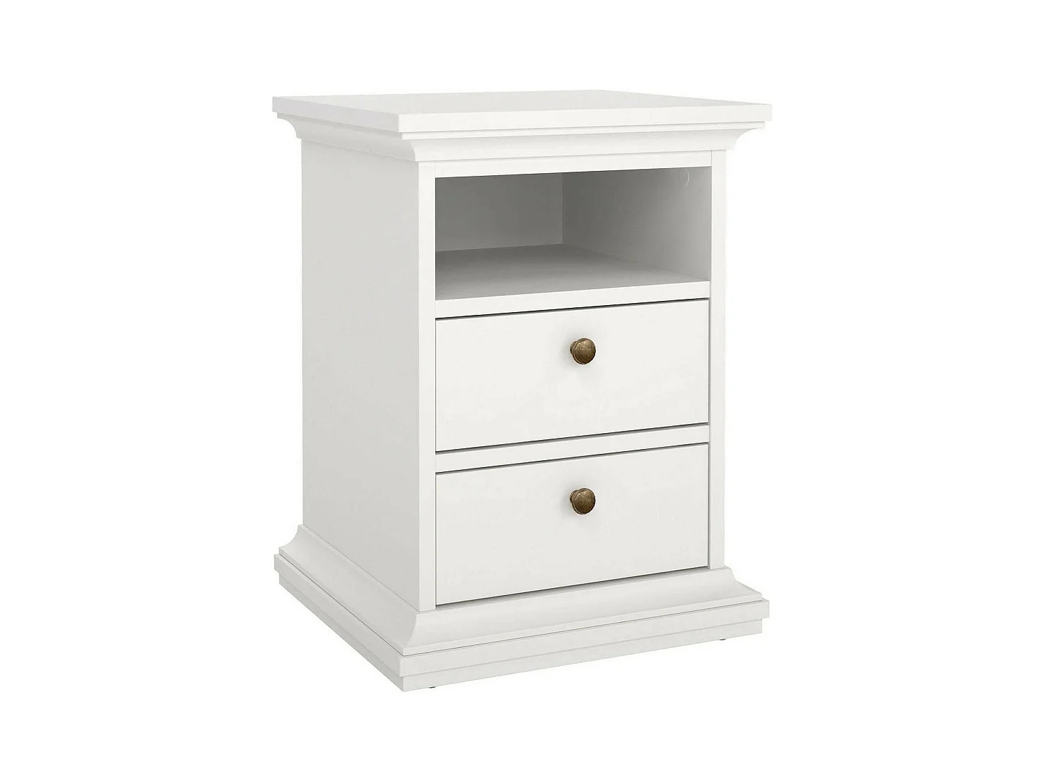 Chevet Drossin, Commode basse, Table de nuit, Étagère de chevet, 44x40 h59 cm, Blanc