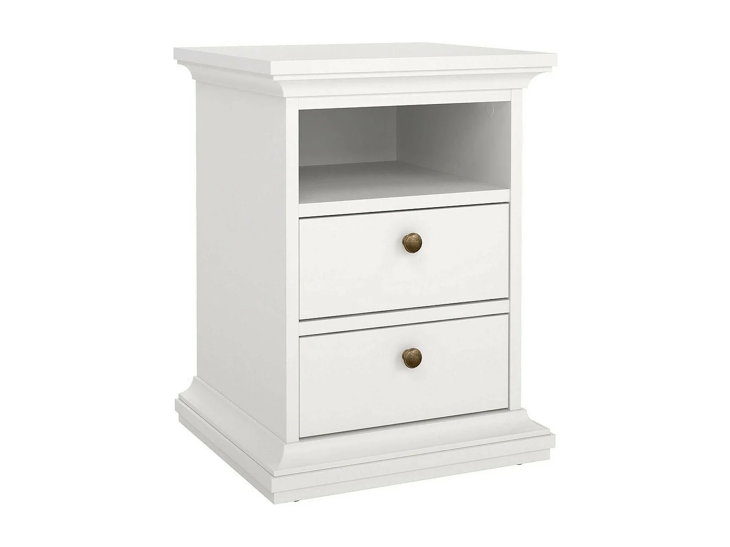 Chevet Drossin, Commode basse, Table de nuit, Étagère de chevet, 44x40 h59 cm, Blanc