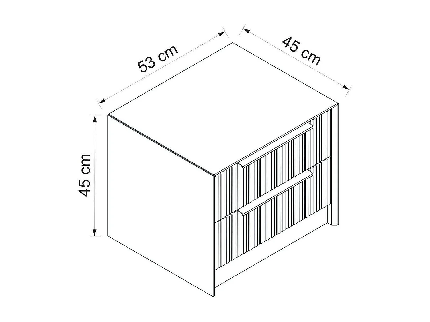 Chevet Dgros, Commode basse, Table de nuit, Étagère de chevet, 53x45 h45 cm, Ciment