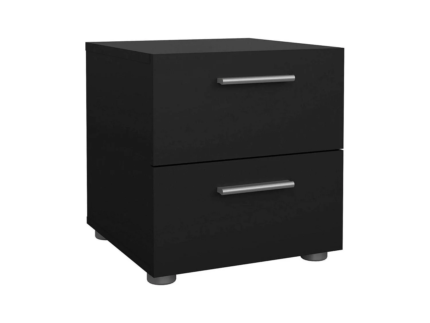 Chevet Druotol, Commode basse, Table de nuit, Étagère de chevet, 40x40 h42 cm, Noir
