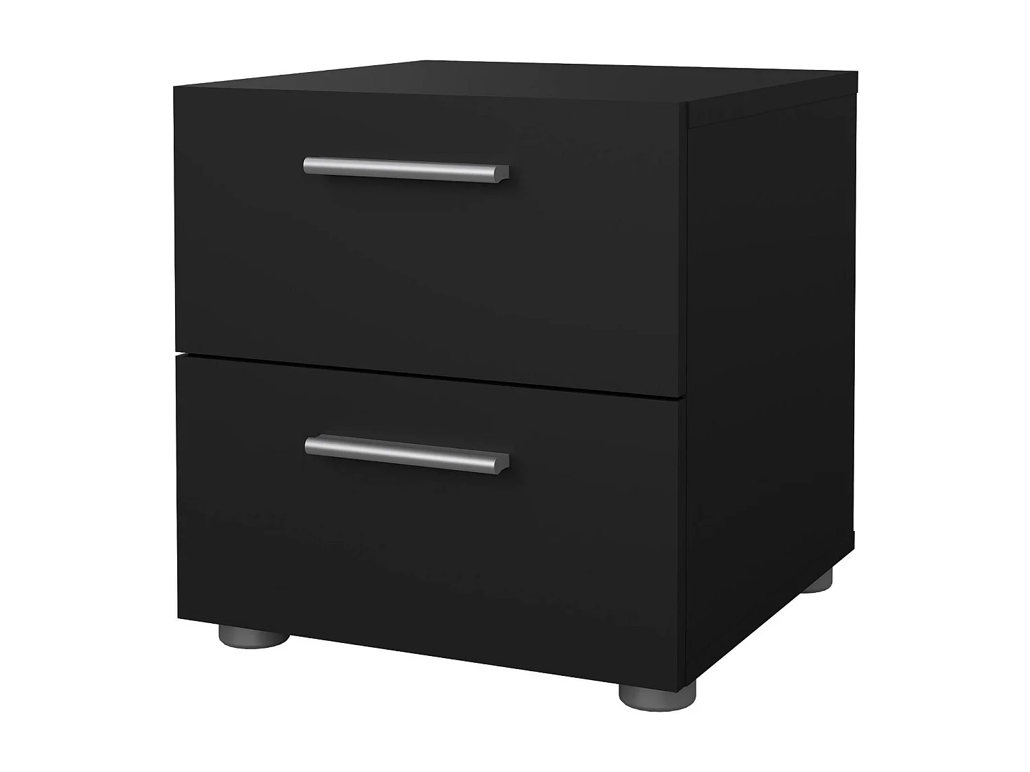 Chevet Druotol, Commode basse, Table de nuit, Étagère de chevet, 40x40 h42 cm, Noir